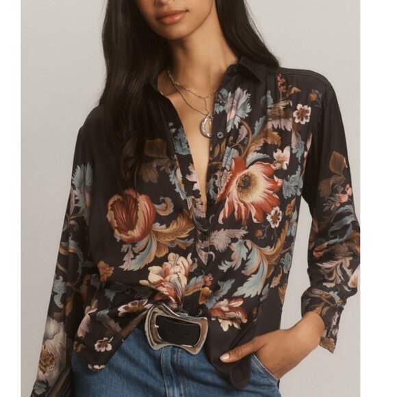 NWT Anthropologie Brielle Relaxed Button-Down Blouse Size S/P - Picture 1 of 7